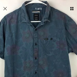 RVCA mens button up shirt floral design size L